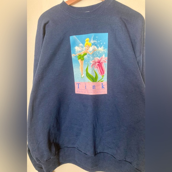 Vintage 90s Disney Tinker Bell Graphic Crewneck Sweatshirt XL - Picture 2 of 12